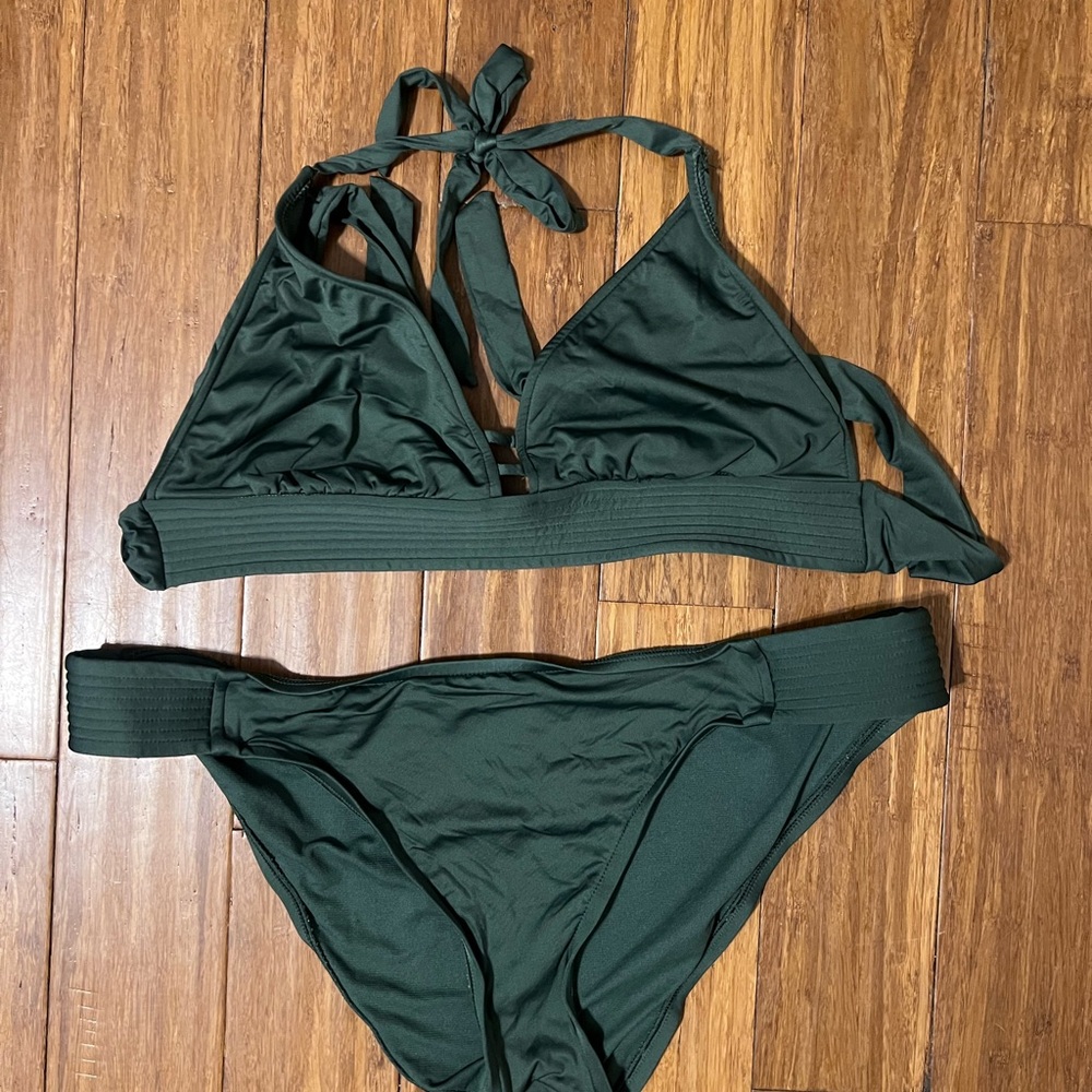 Kona Sol Deep Green Bikini Set Read Description